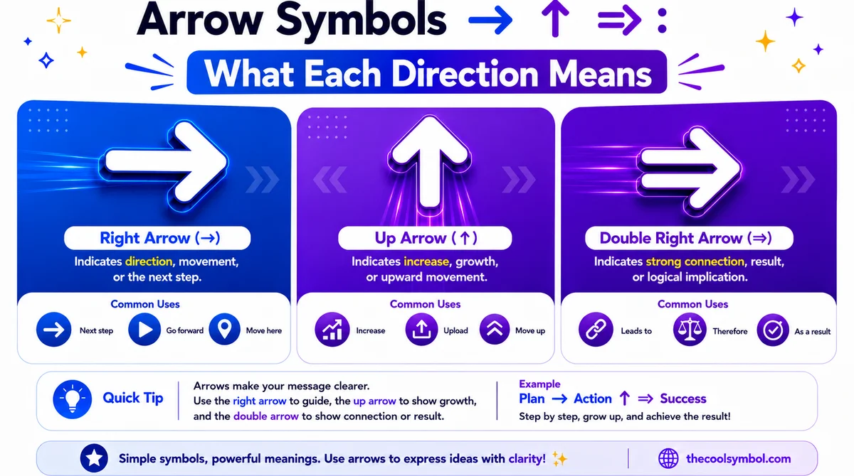 Arrow Symbols → ↑ ⇒: What Each Direction Means